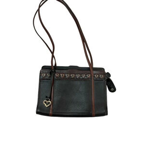 Vintage Brighton D433912 Pebbled Leather Purse Bag Shoulder Straps Brown/Black